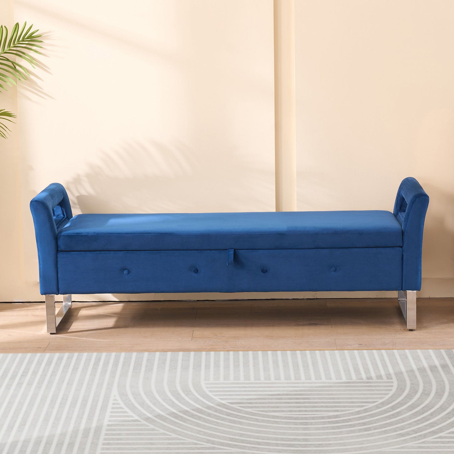 Wide Storage Soft Ottoman Bench With Armrests Home Essentials