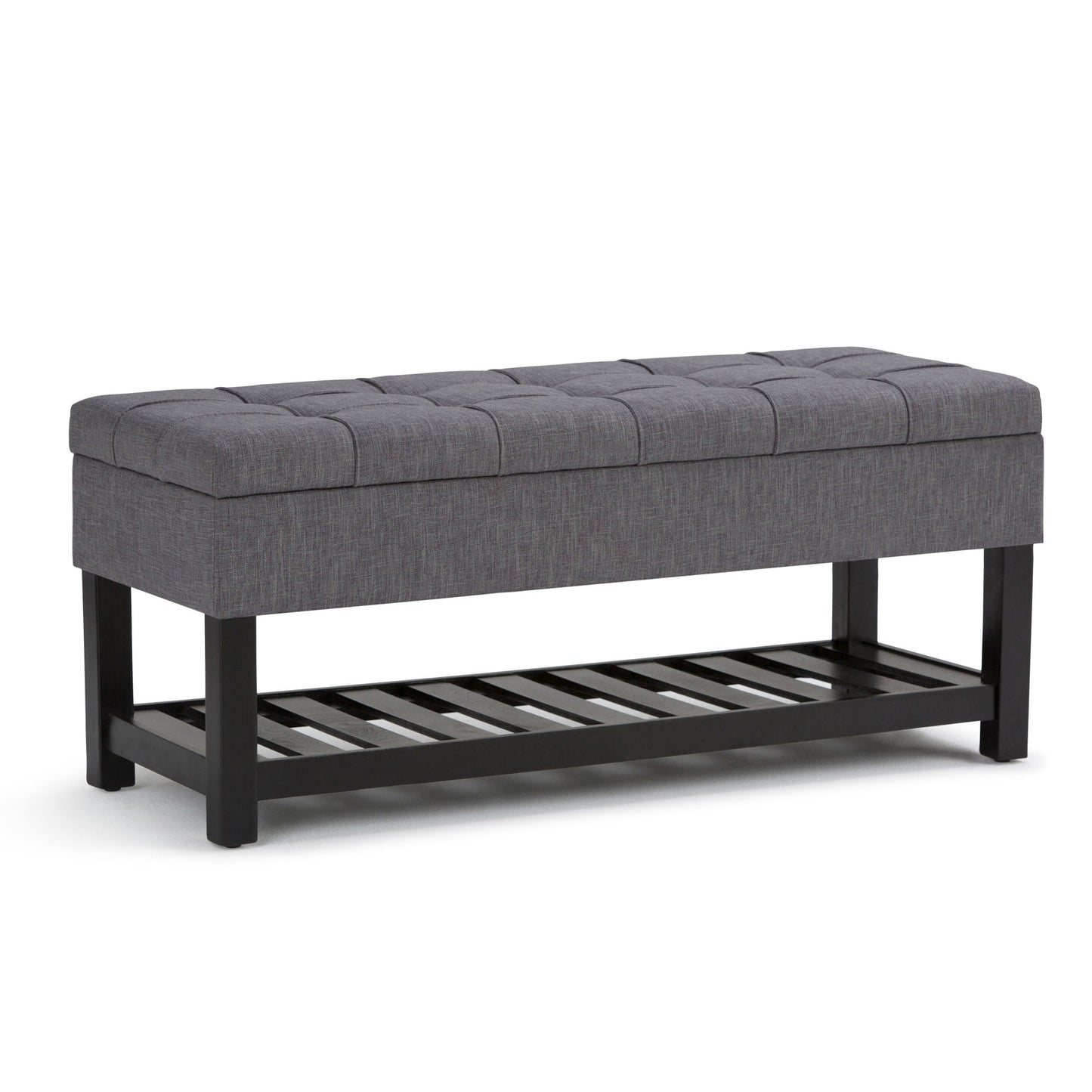 Saxon - Upholstered Transitional Storage Ottoman Bench Simpli-Home