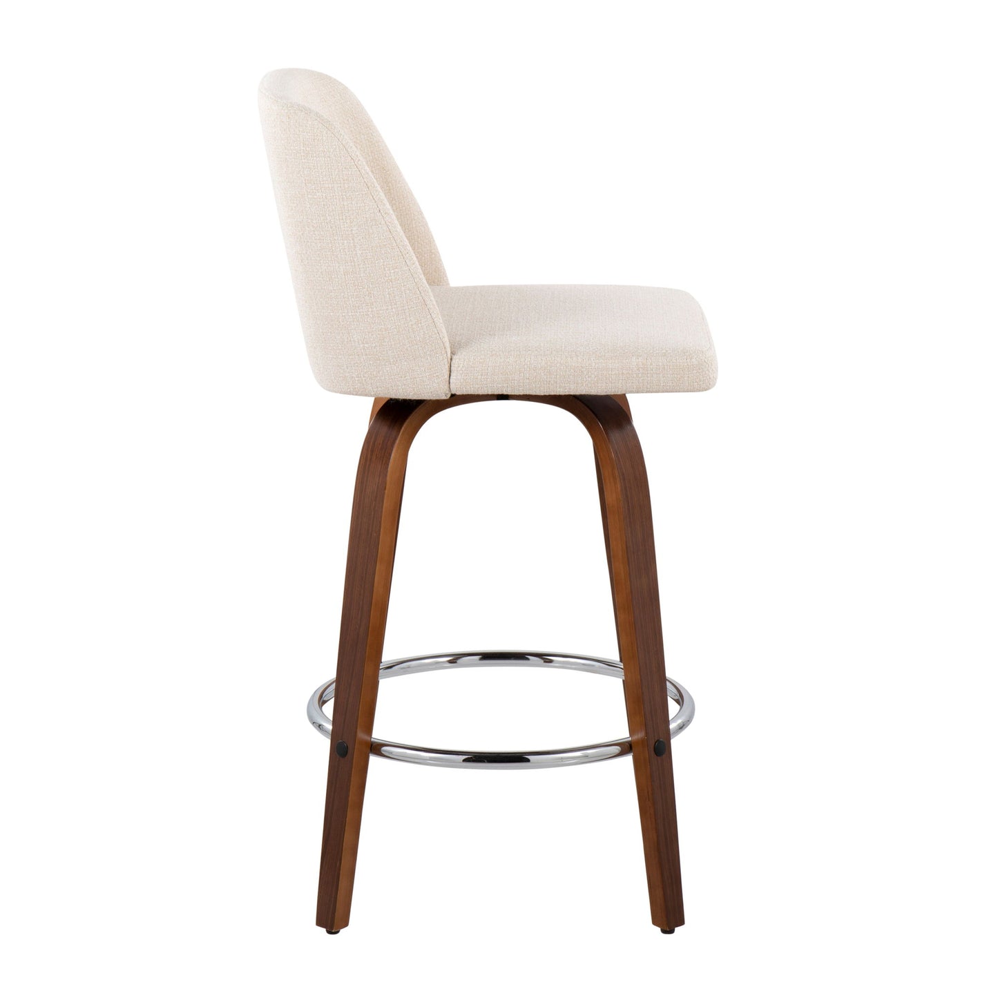 Toriano - Mid-Century Modern Fixed Height Counter Stool With Round Footrest (Set of 2) Lumi Source