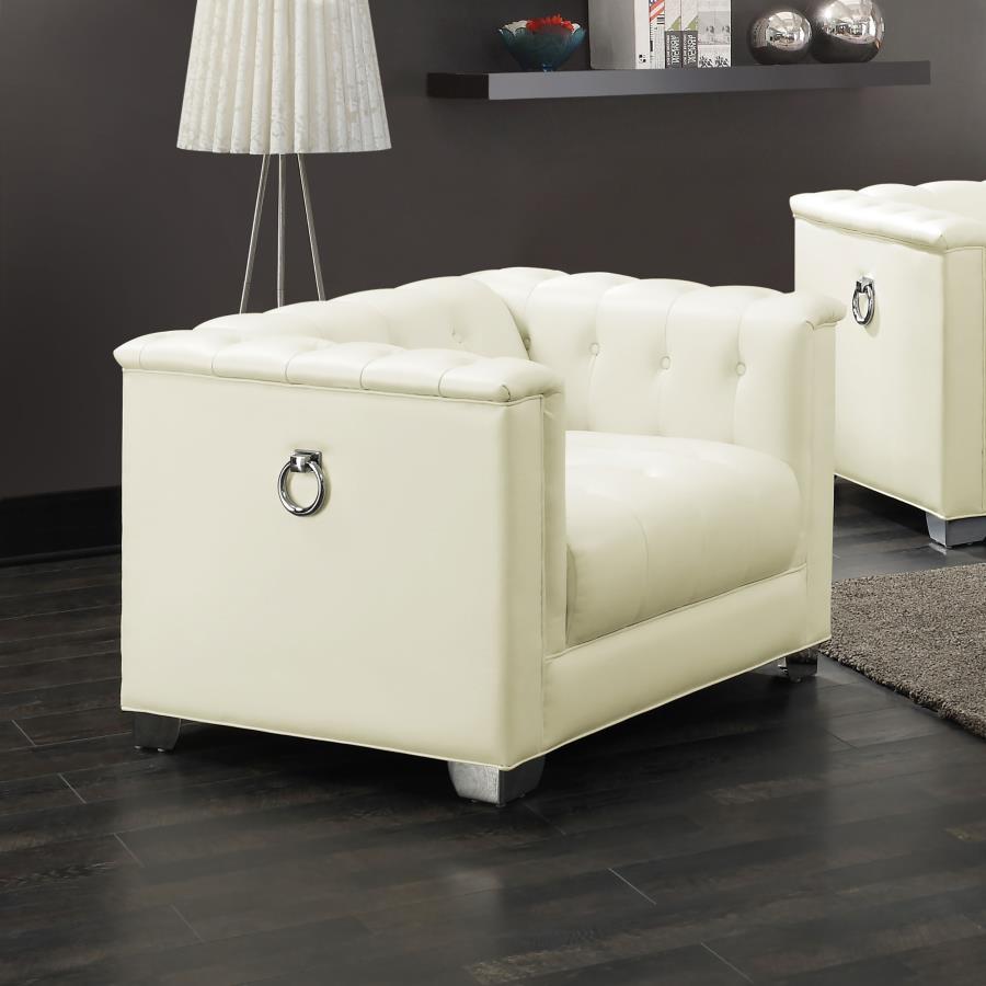 Chaviano - Upholstered Track Arm Accent Chair - Pearl White CoasterElevations