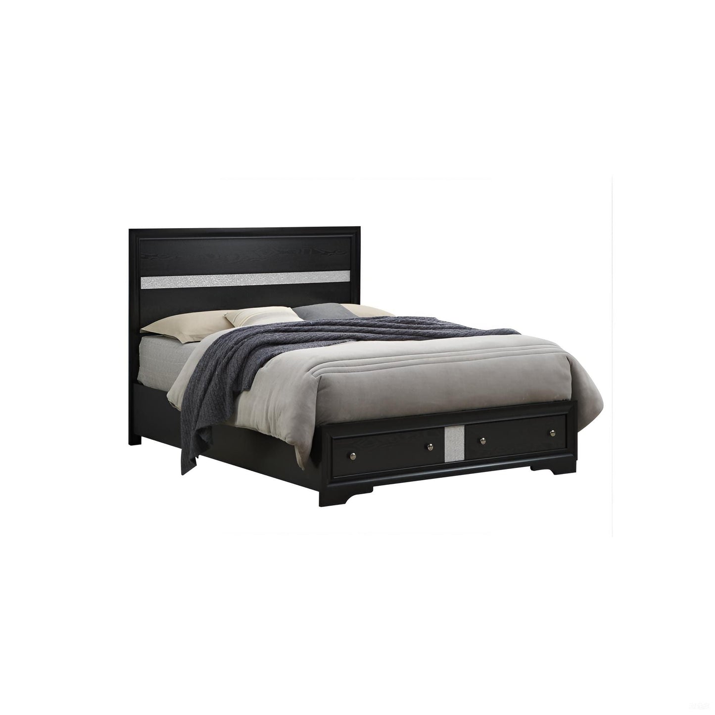 Madrid - Queen Bed With Storage Drawers And Nickel Handles - Black Glory Furniture