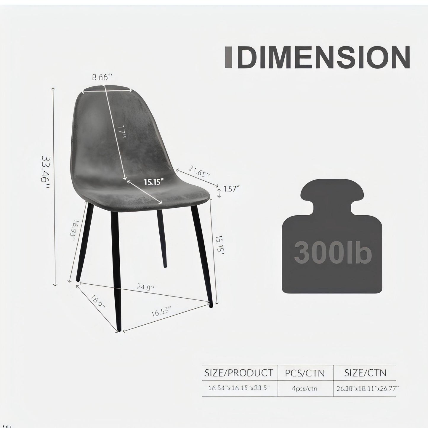 Modern Accent Dining Chairs Upholstered Seat, Metal Legs (Set of 4) Home Essentials