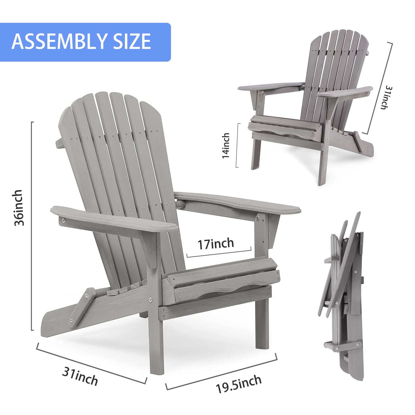 Lounge Patio Chair For Garden Outdoor Wooden Folding Adirondack Chair (Set of 2) Solid Cedar Wood Lounge Patio Chair For Garden Home Essentials