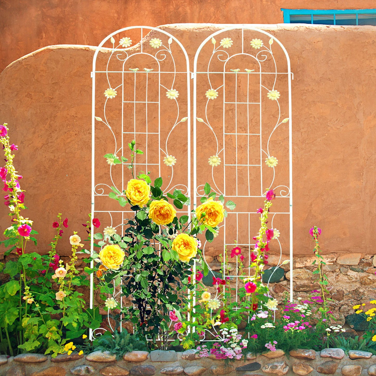 Metal Garden Trellis Rustproof Trellis For Climbing Plant Outdoor Flower Support Daily Nest