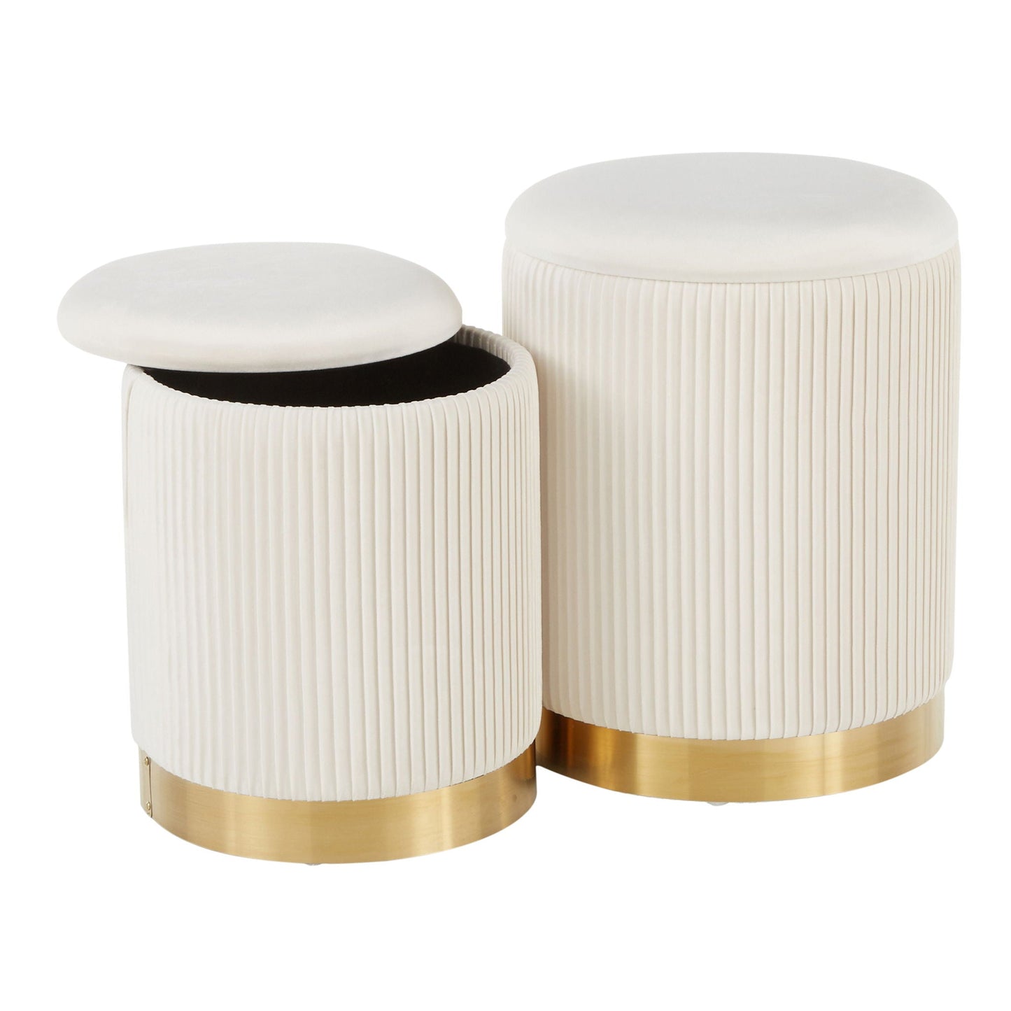 Marla - Contemporary Nesting Pleated Ottoman Set Lumi Source