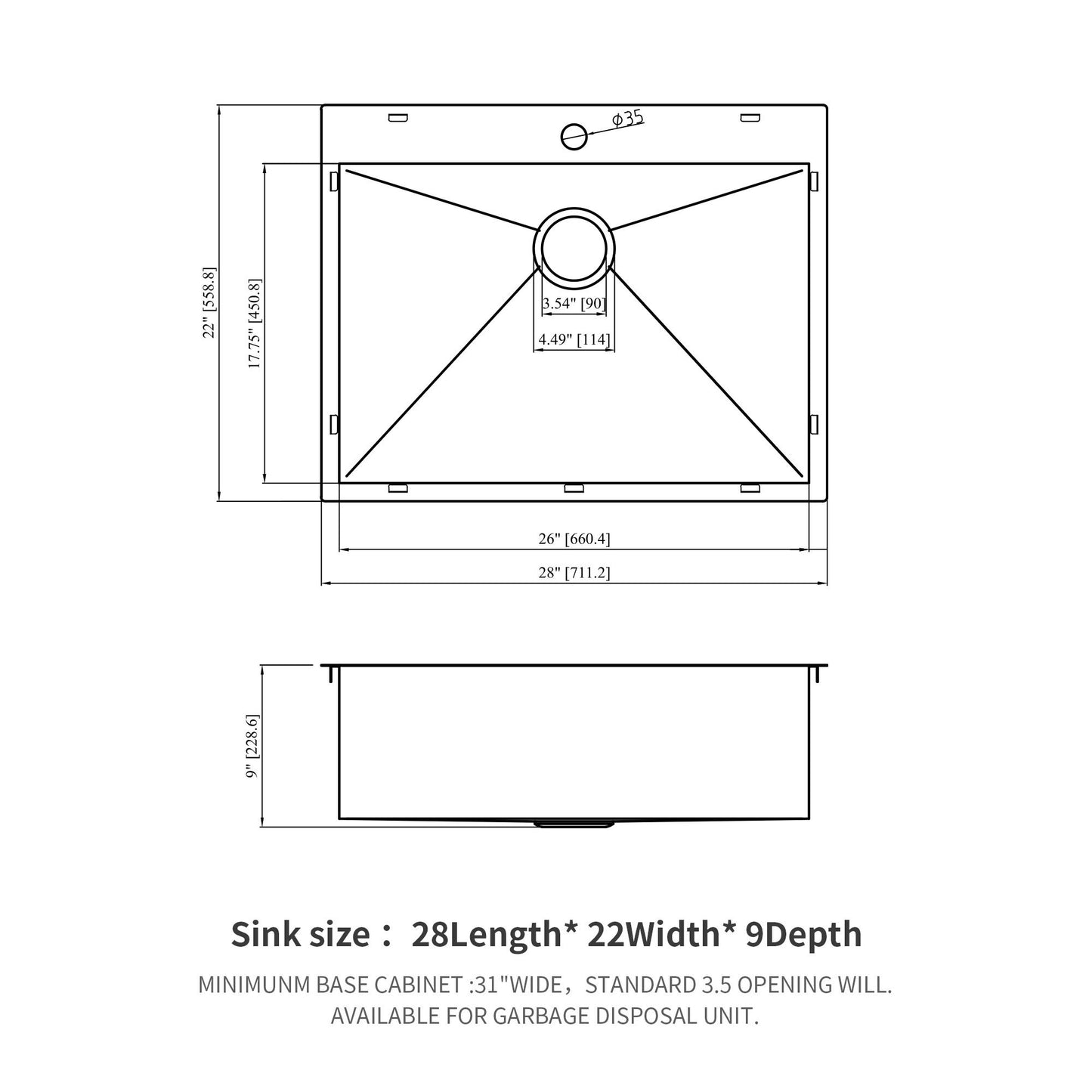 Drop In Kitchen Sink, 16 Gauge Stainless Steel, Topmount Daily Nest