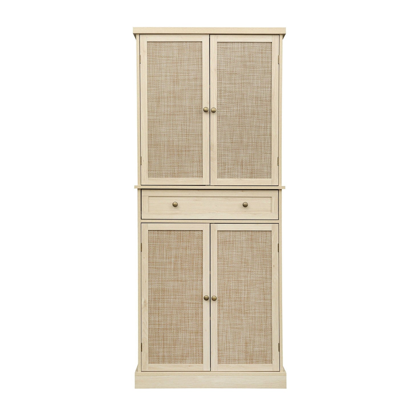 4 Door Storage Cabinet With 1 Drawer And 4 Adjustable Inner Shelves - Natural Home Essentials