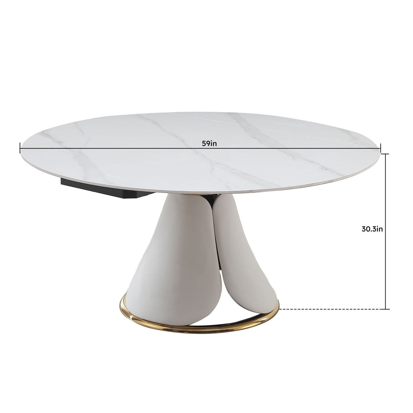Fashion Modern Sintered Stone Dining Table With Multi Functional Retractable Design - White Home Essentials