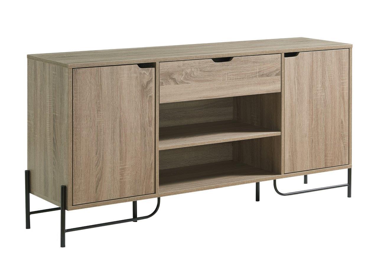 Buffet With Metal Legs With Two Door, One Drawer And Six Shelves Home Essentials