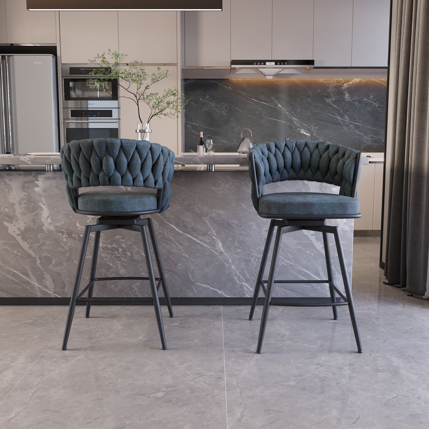Bar Stool 360 Swivel With Back Footrest Home Essentials