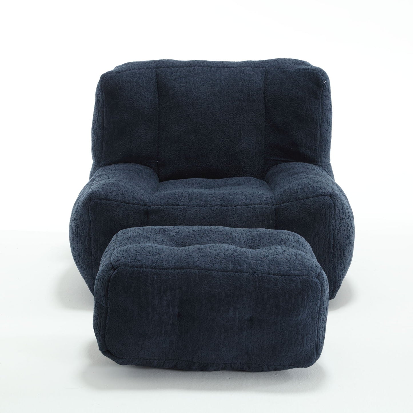 Modern Indoor Fluffy Bean Bag Chair With Memory Foam And Ottoman, Super Soft Home Essentials