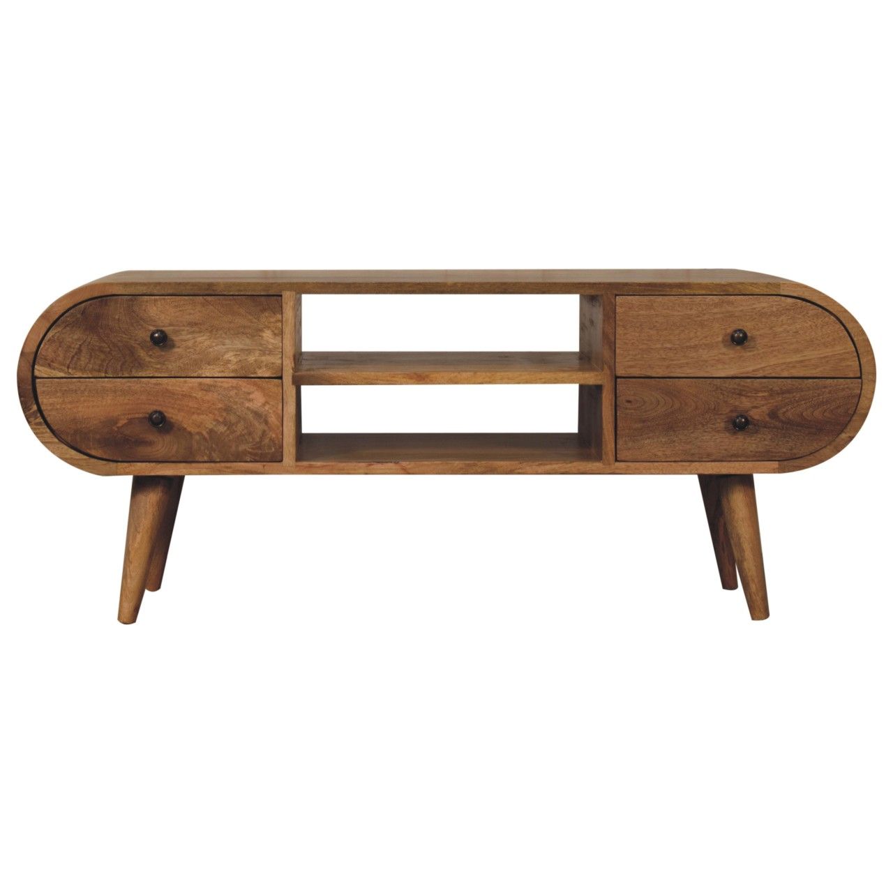 Circular Media Unit With 2 Open Slots Artisan Furniture