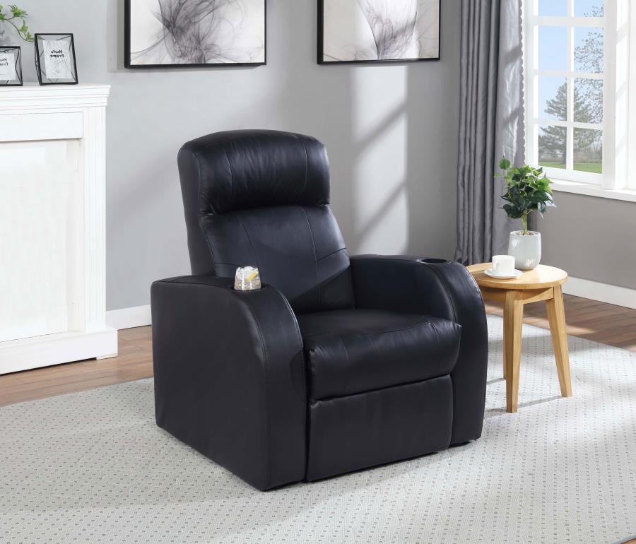 Cyrus - Upholstered Track Arm Recliner - Black CoasterEssence