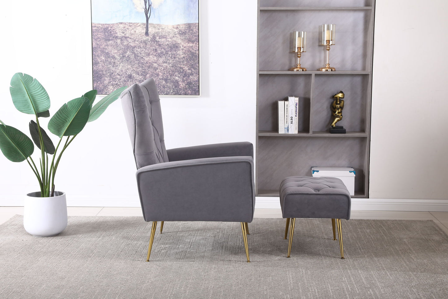 Modern Accent Chair With Ottoman, Comfy Armchair For Living Room - Snoozhouse