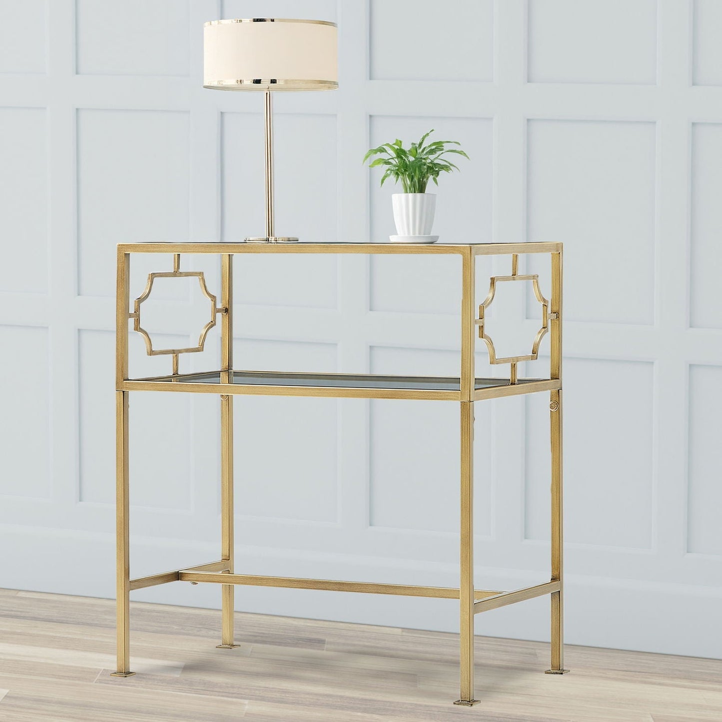 Grifton - Rectangular Glass Accent Table - Antique Gold Home Essentials