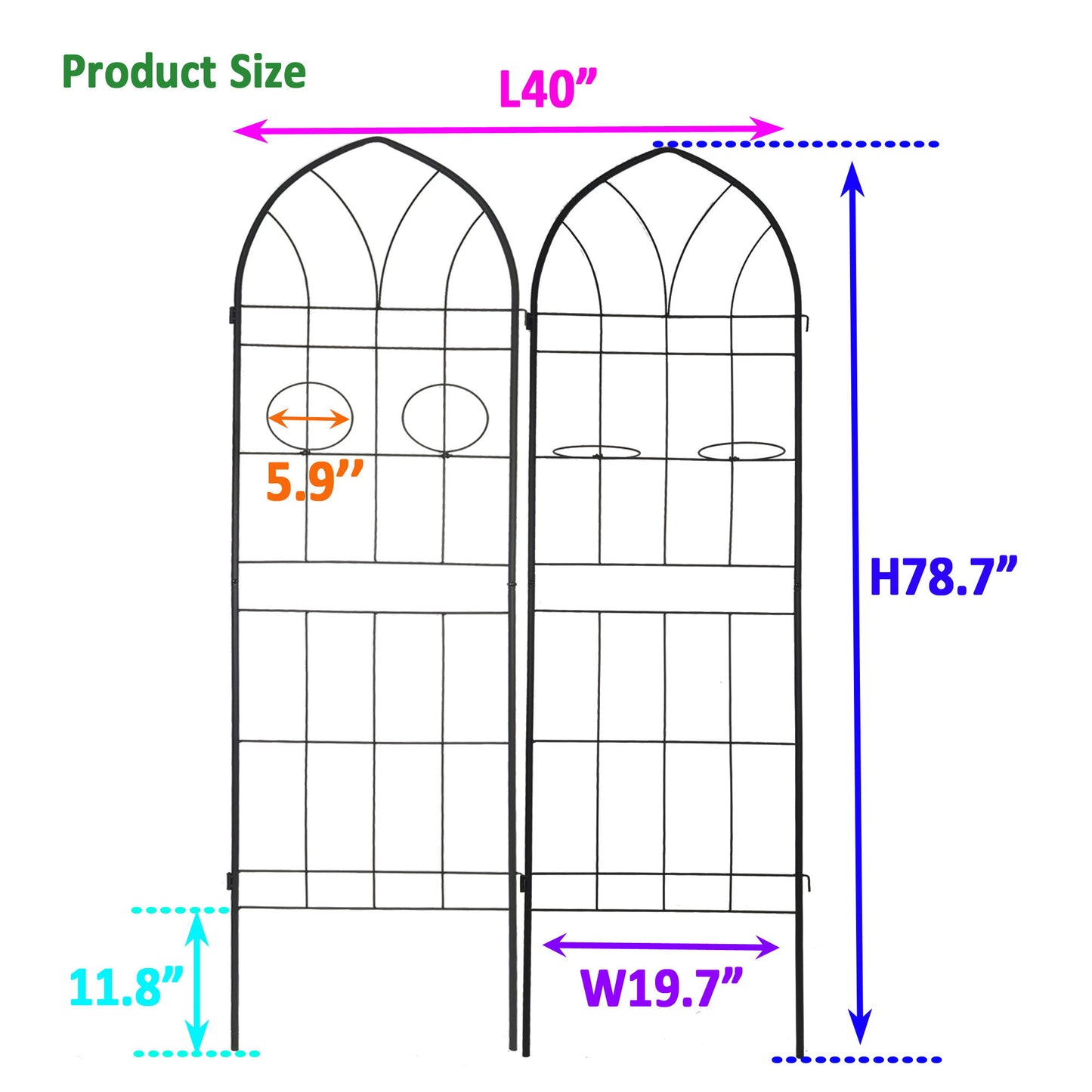 Metal Garden Trellis Rustproof Trellis For Climbing Plant, Outdoor Flower Support Daily Nest