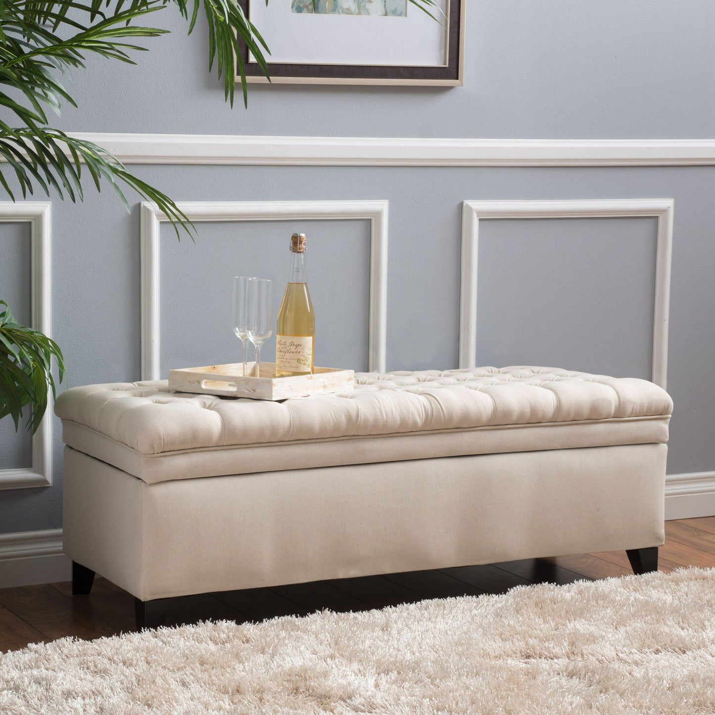 Juliana - Storage Ottoman With Birch Legs Noble House