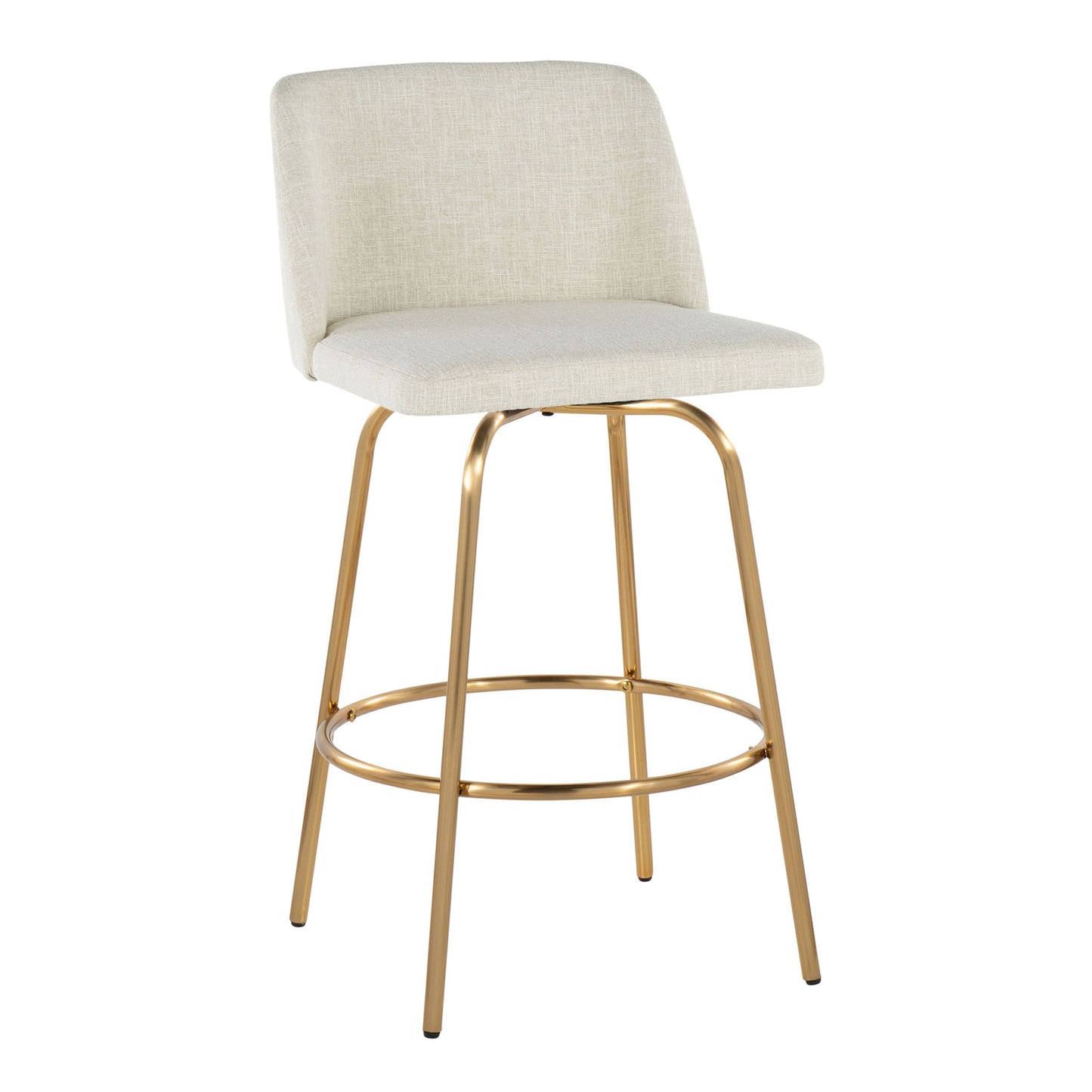 Toriano - Contemporary, Fixed Height Counter Stool With Swivel With Round Footrest (Set of 2) Lumi Source