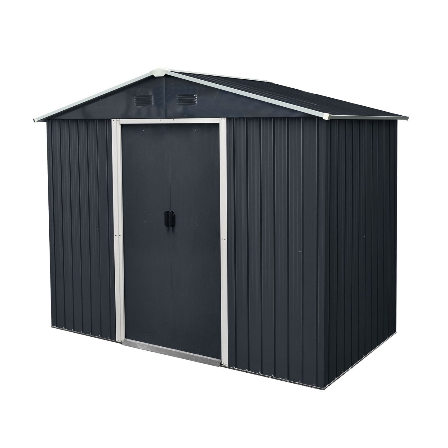 Outdoor Metal Storage Shed With Sliding Door And Foundation For Backyard, Patio, Lawn Daily Nest