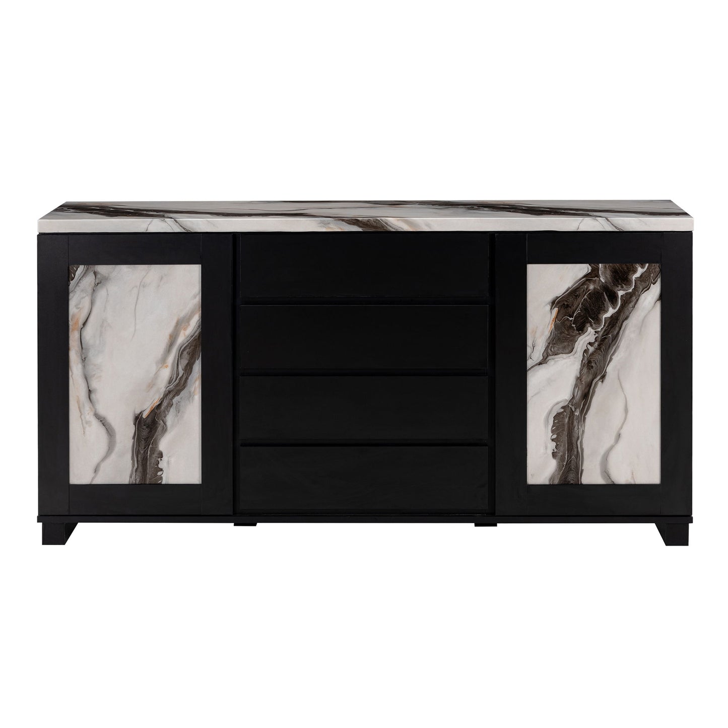 Stacey - Buffet With Storage Drawers And Marble Detailing - Black / Marble Global Furniture USA
