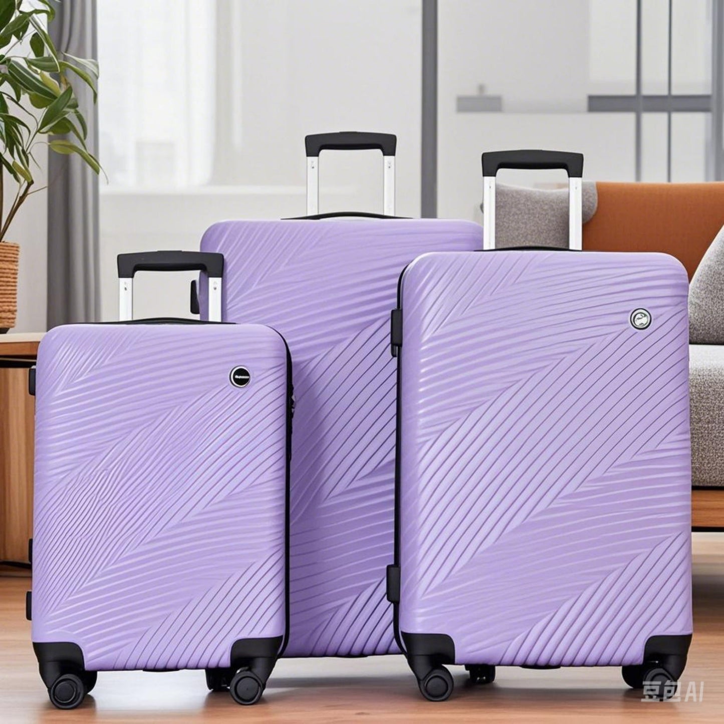 3 Piece Luggage Sets Lightweight Suitcase With Two Hooks, Spinner Wheels, Daily Nest