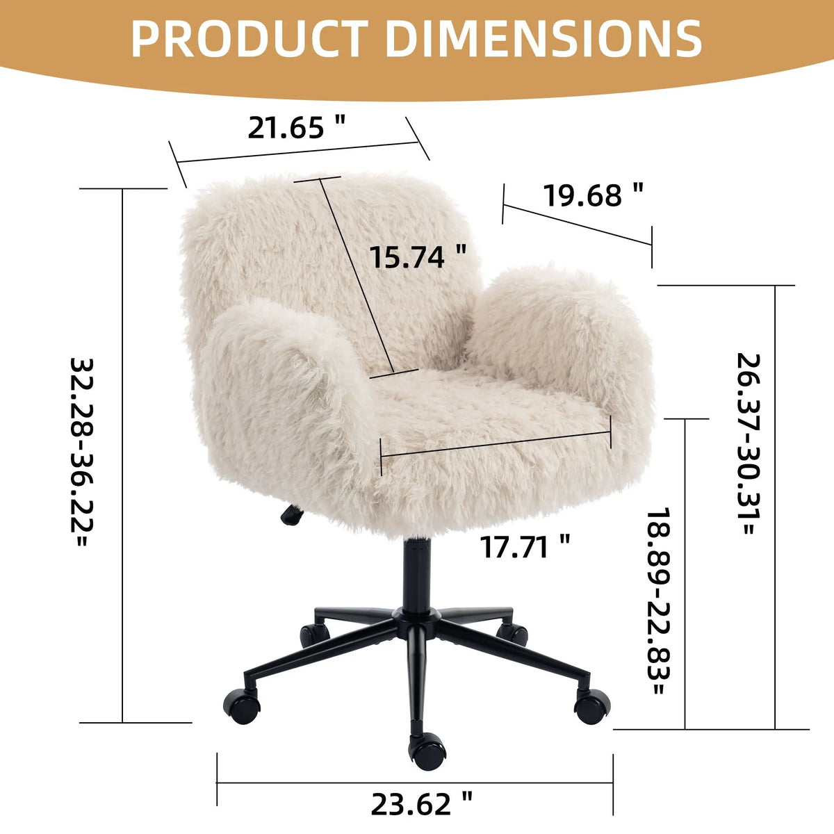 Swivel Chair With Adjustable Armrests And Wheels For Home Office - Beige Home Essentials