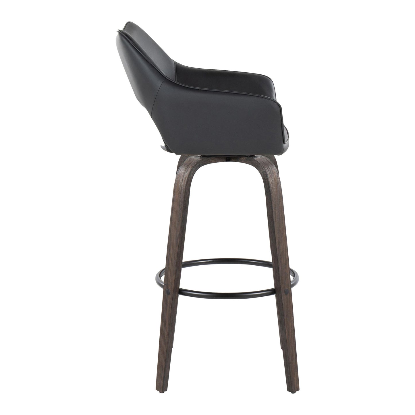 Mustang - Contemporary Fixed Height Barstool With Swivel With Round Footrest (Set of 2) Lumi Source