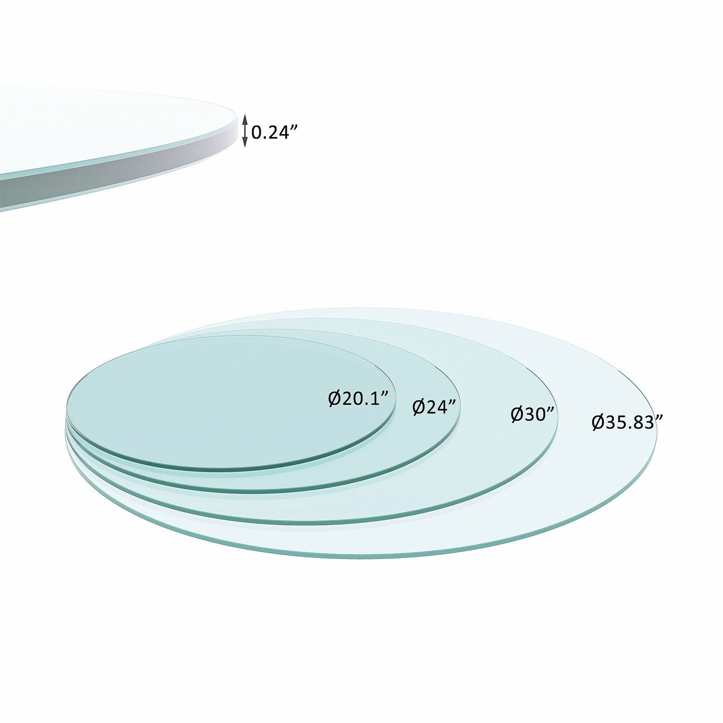 36" Round Tempered Glass Table Top Clear Glass 1 / 4" Thick Flat Polished Edge - Transparent Home Essentials
