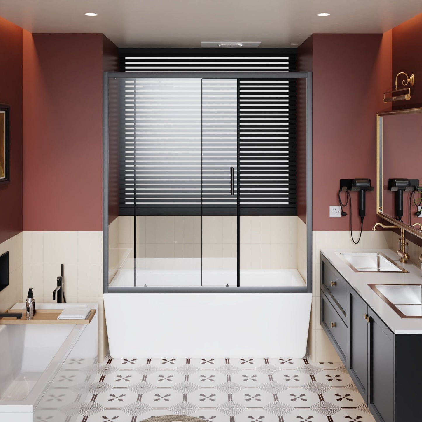Sliding Shower Door For Bathtub - Matt Black Daily Nest