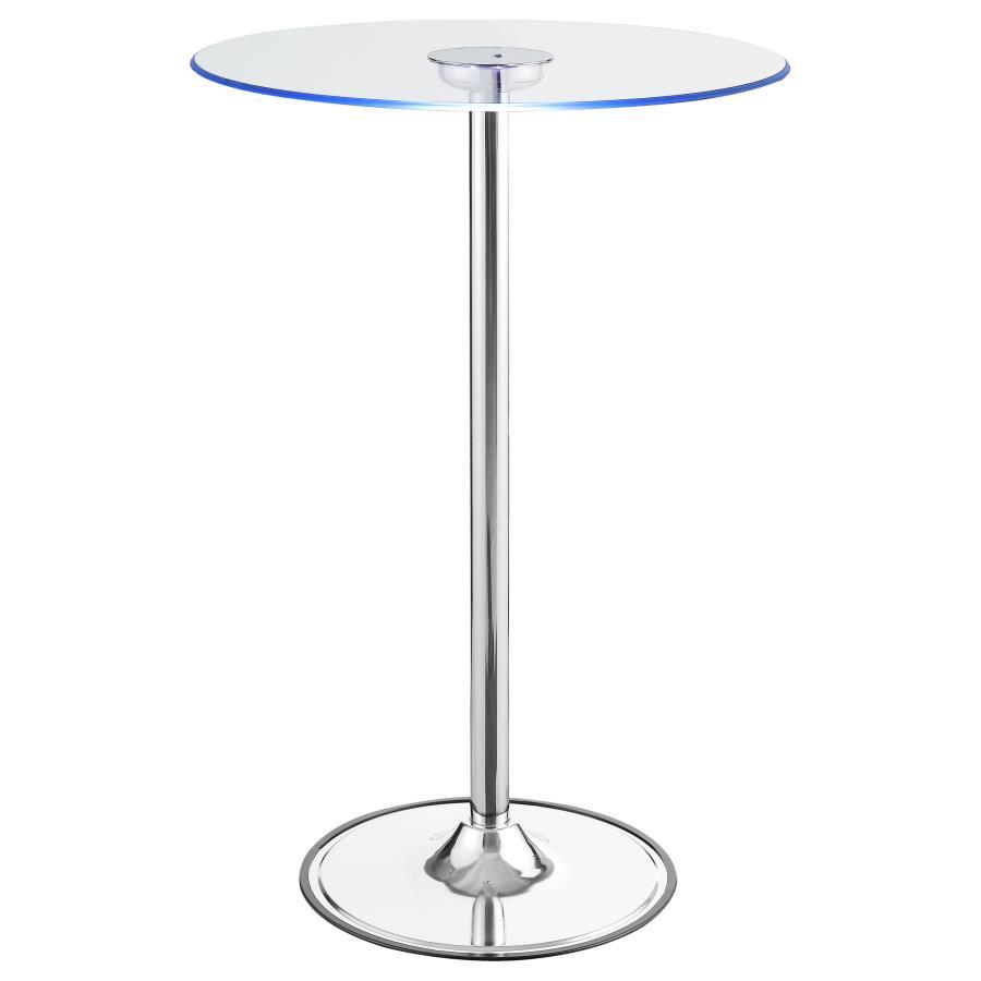Thea - Round Glass Top LED Bistro Bar Table - Chrome CoasterEssence
