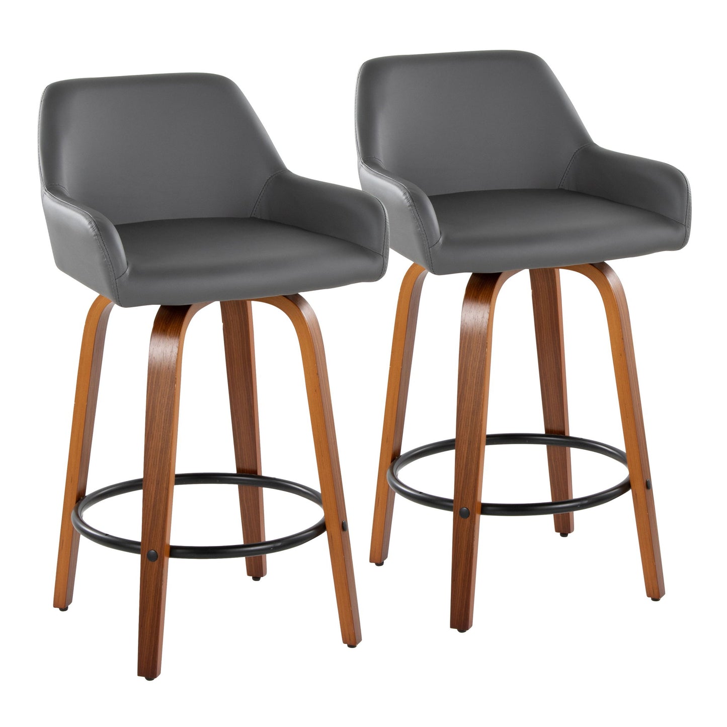 Daniella - Contemporary Fixed Height Counter Stool With Swivel With Round Footrest (Set of 2) Lumi Source