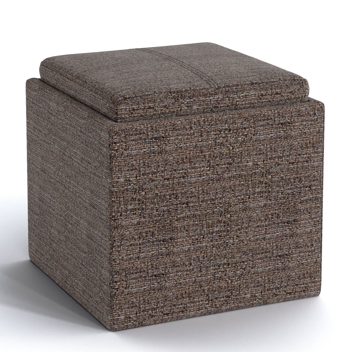 Rockwood - Upholstered Cube Storage Ottoman With Tray Simpli-Home