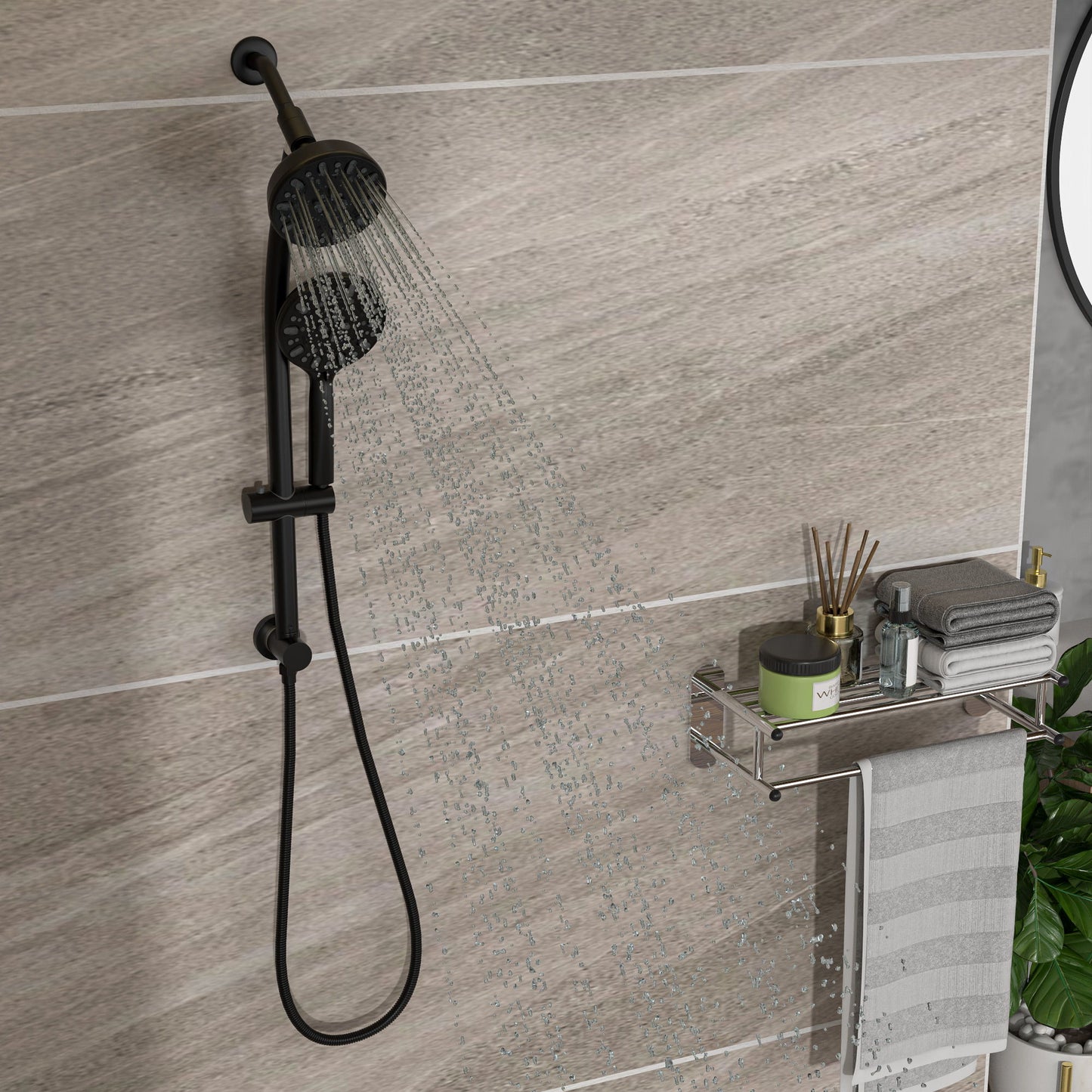 Multi Function Dual Shower Head Shower System With 4.7" Rain Showerhead, 7 Function Hand Shower, Adjustable Slide Bar Daily Nest