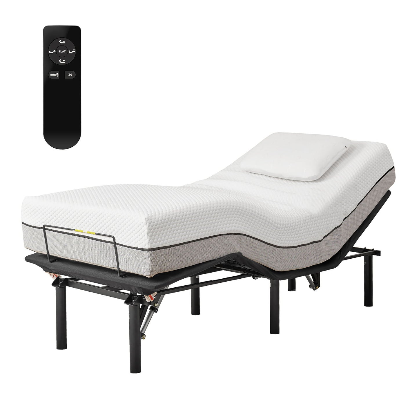 Adjustable Metal Bed Base With Head And Foot Incline, Anti Snore Feature, Wireless Control, Twin Long - Antique Black Home Essentials