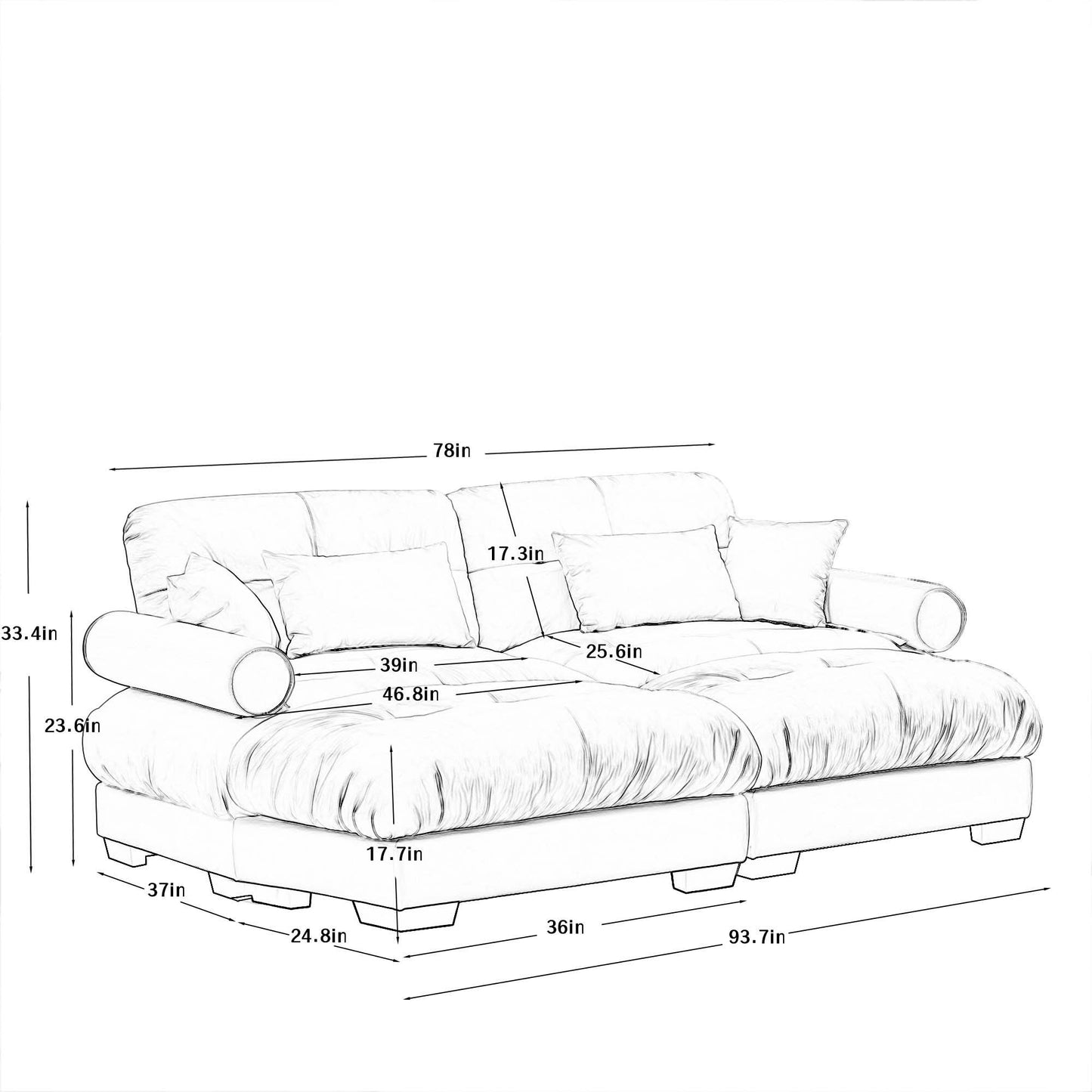 Super Comfort Oversized Modular Sectional Sofa With Movable Ottoman - Snoozhouse