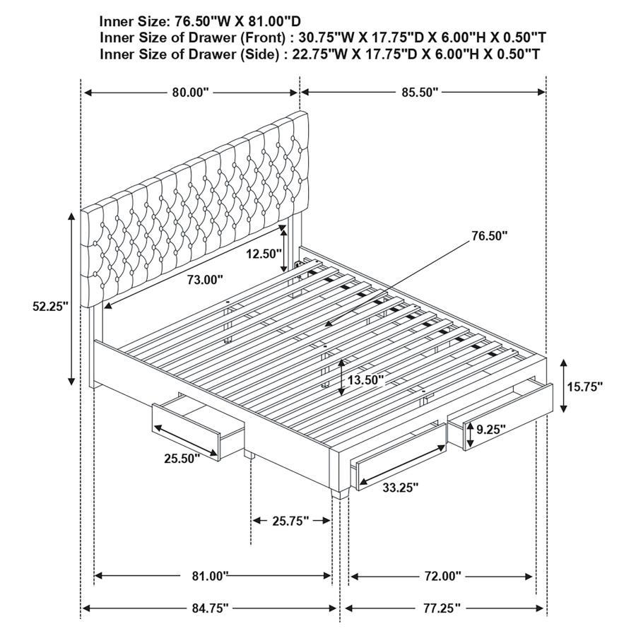 Soledad - Upholstered Storage Panel Bed CoasterEssence