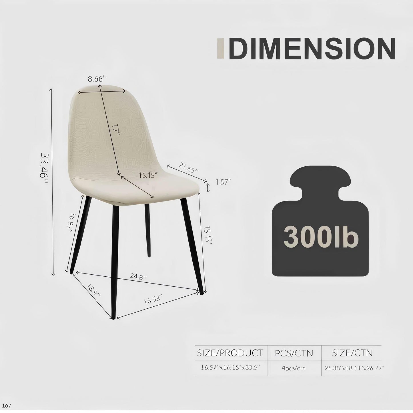 Modern Accent Dining Chairs Upholstered Seat, Metal Legs (Set of 4) Home Essentials