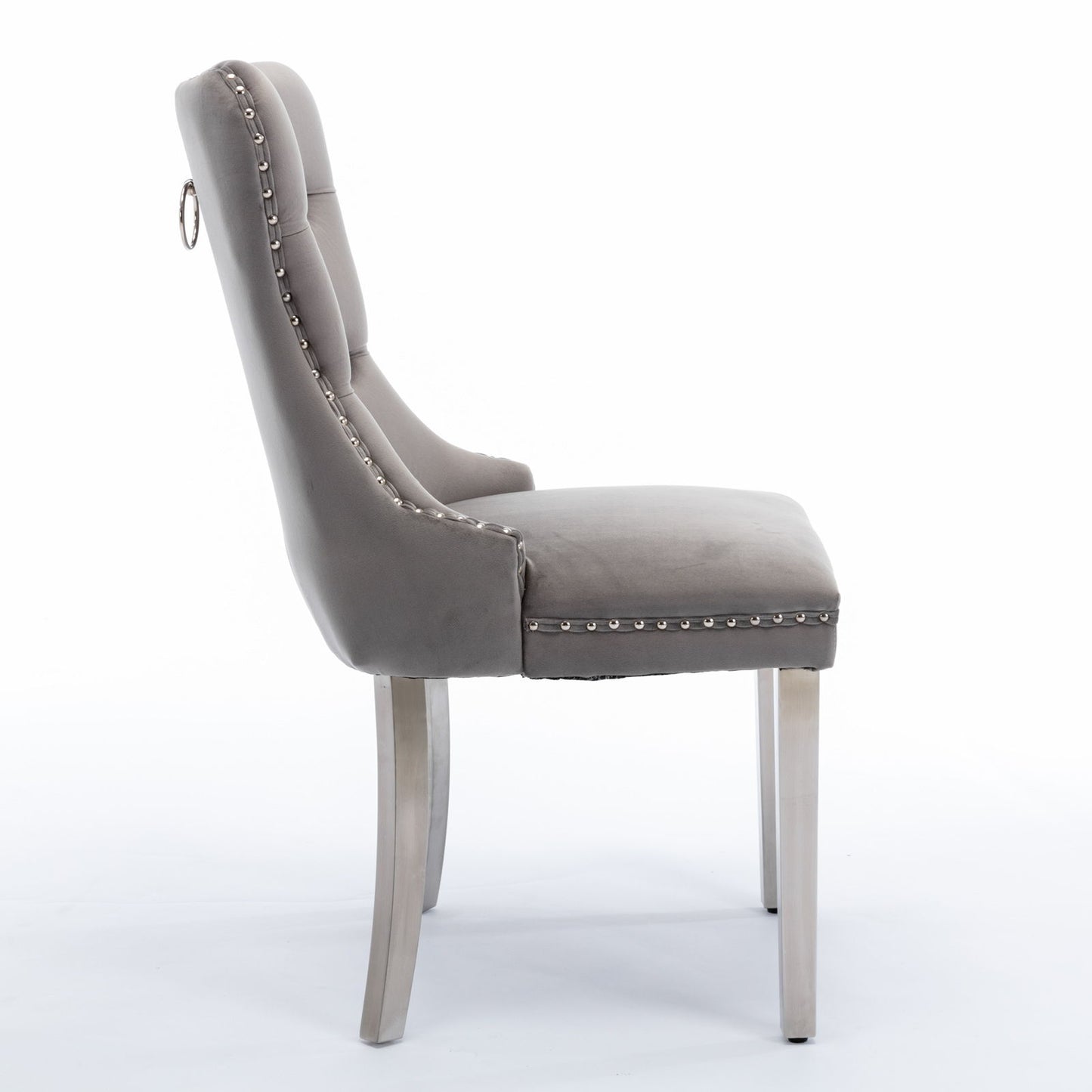 Nikki - Modern, High-End Tufted Solid Wood Contemporary Velvet Upholstered Dining Chair With Chrome Stainless Steel Plating Legs, Nailhead Trim (Set of 2) Home Essentials