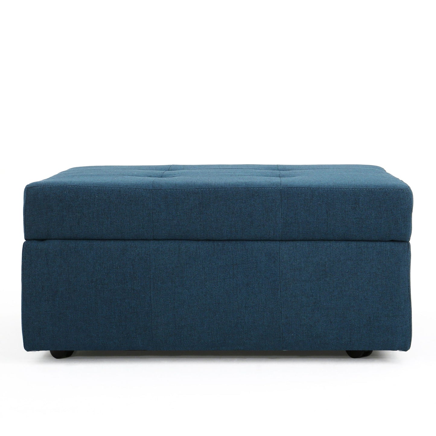 Flip Top Ottoman With Tufted Waffle Stitch And Rolling Casters - Navy Blue Noble House