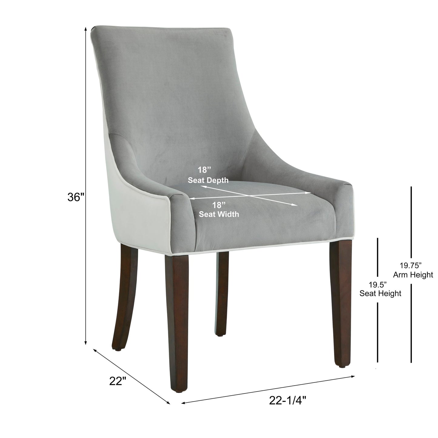 Jackson - Upholstered Dining Chair Elegant Design - Smoke / White Home Essentials