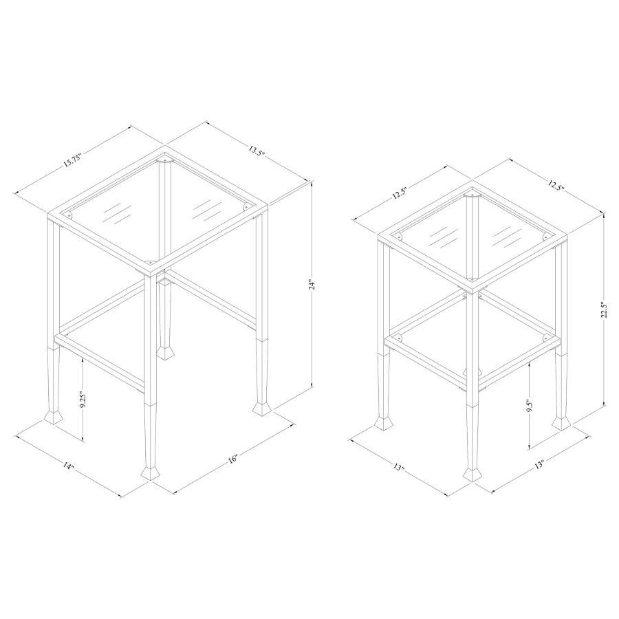 Leilani - 2 Piece Glass Top Nesting Table Set - Black CoasterEssence