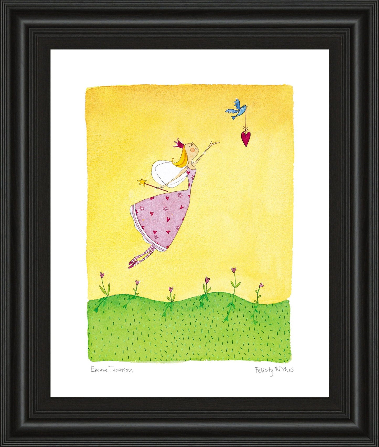 Felicity Wishes Il By Emma Thomson - Framed Print Wall Art - Yellow - Snoozhouse