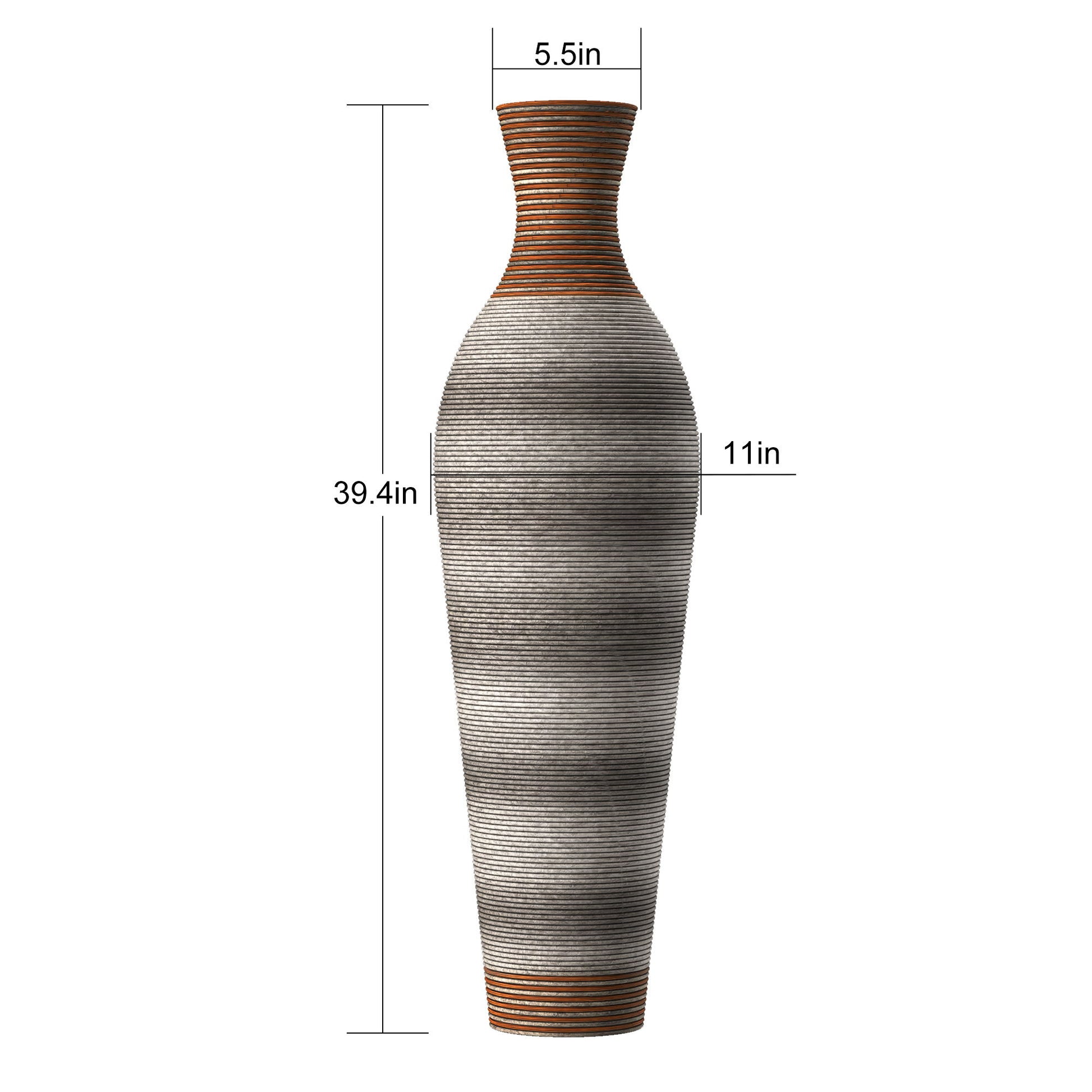 Tall Vase - Brown Decorative Floor Vase, Classic Neat Floor Vase Tall Freestanding Flower Holder, Artificial Rattan Vase, Floor Vase, Flower Holder For Home Decor - Gray Daily Nest