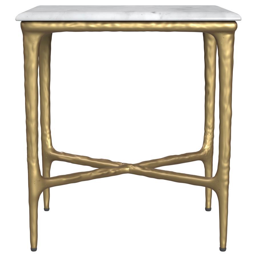 Baldwin - Rectangular Marble Top Side Table - White And Gold Coaster Fine Furniture