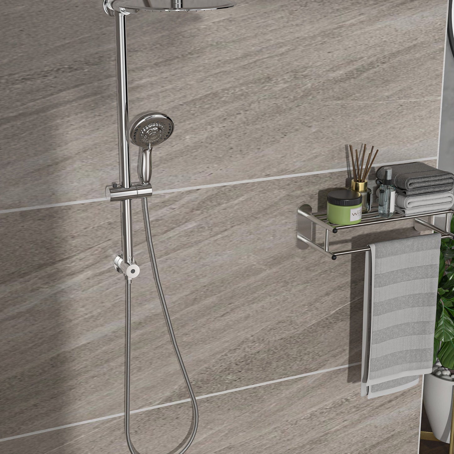 Shower System With 5 Function Rain Hand Shower And Slide Bar Combo Daily Nest