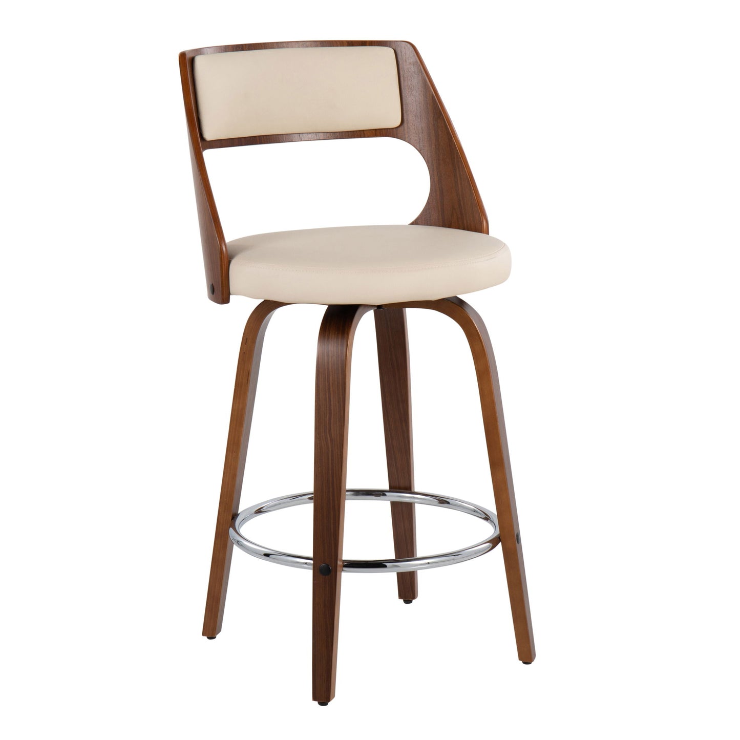 Cecina - Mid-Century Modern Fixed Height Counter Stool With Swivel And Round Footrest (Set of 2) Lumi Source