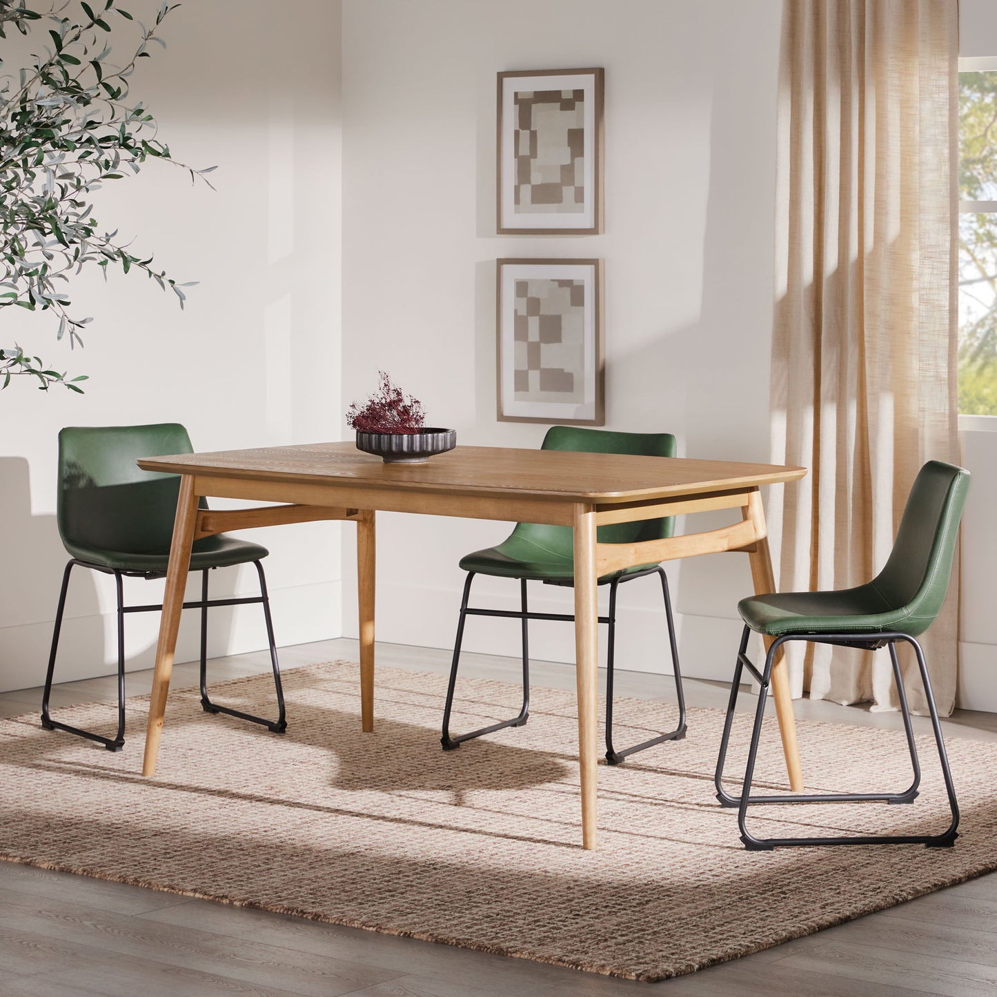 Mid-Century Modern Wood Tapered Legs Dining Table Walker Edison