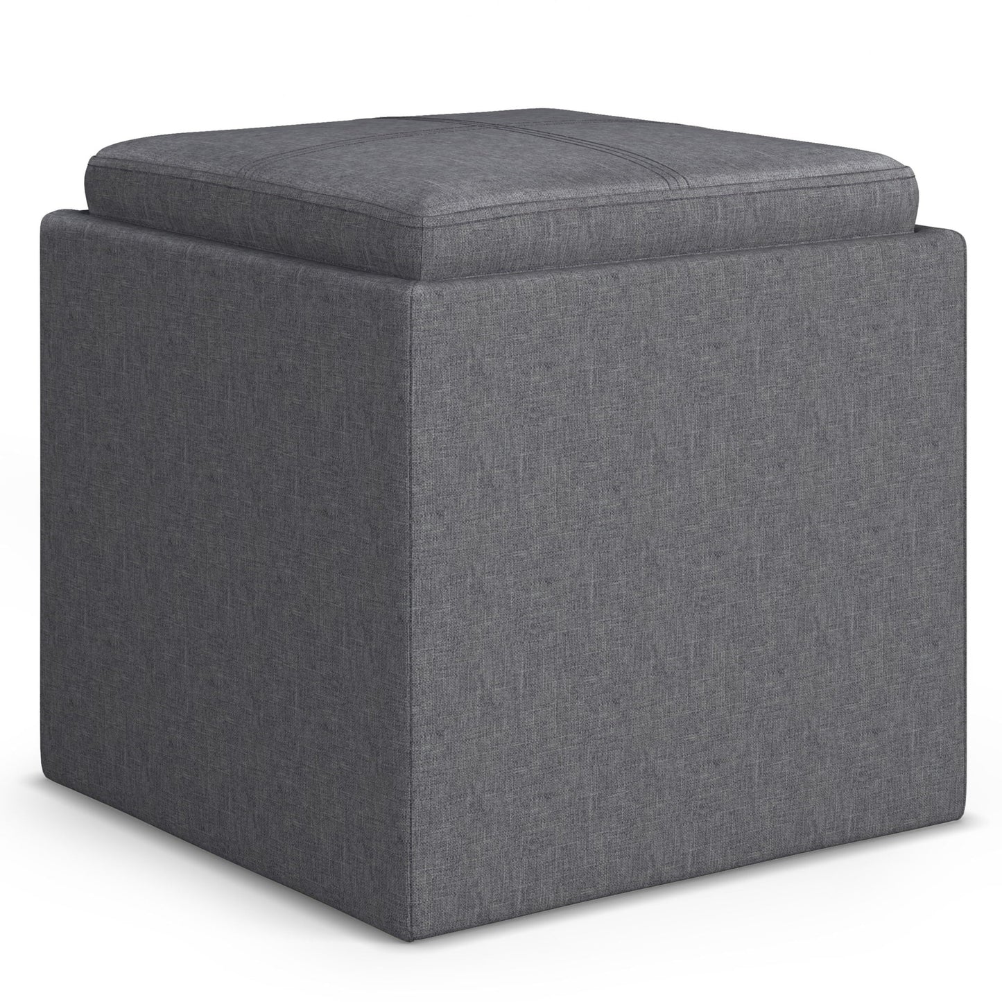 Rockwood - Upholstered Cube Storage Ottoman With Tray Simpli-Home