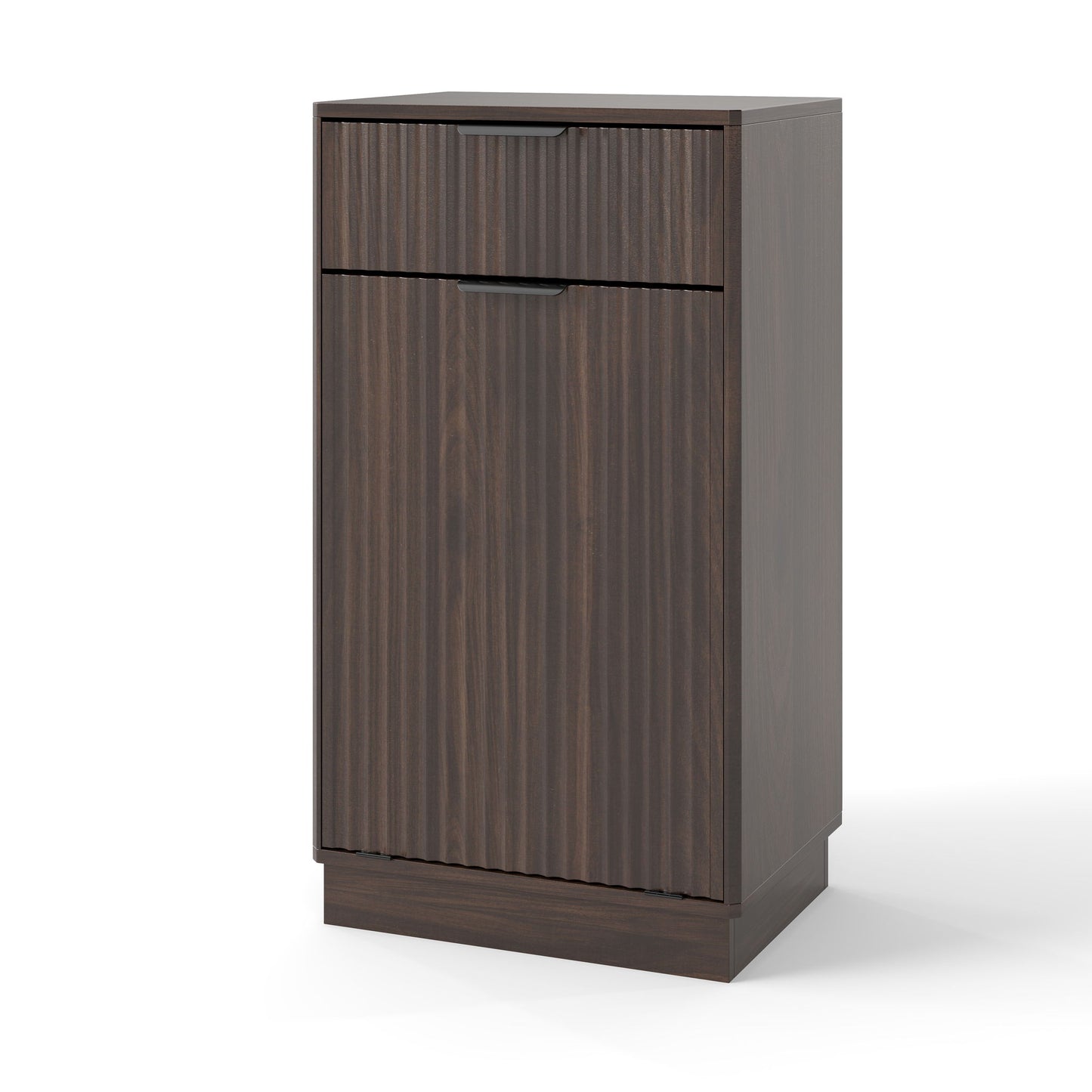 Tilt Out Trash Can Cabinet With Wave Textured Drawer & Pull Out Bin Home Essentials