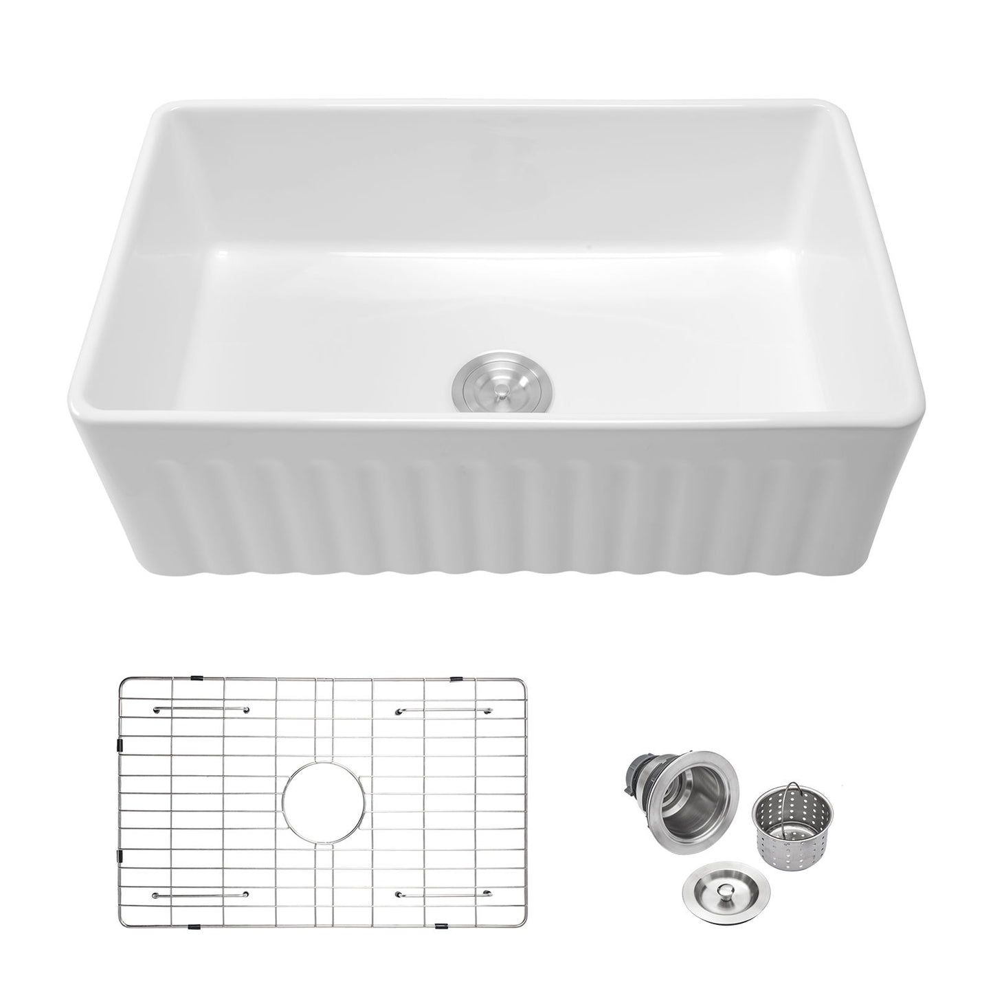 Ceramic Farmhouse Sink With Deep Basin And Stainless Steel Grid Daily Nest